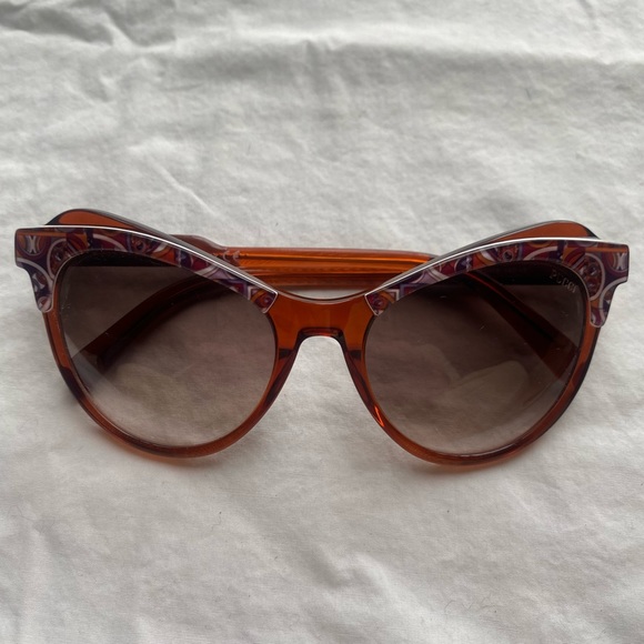 Emilio Pucci Paisley Brown Cat-Eye Sunglasses - Picture 2 of 6
